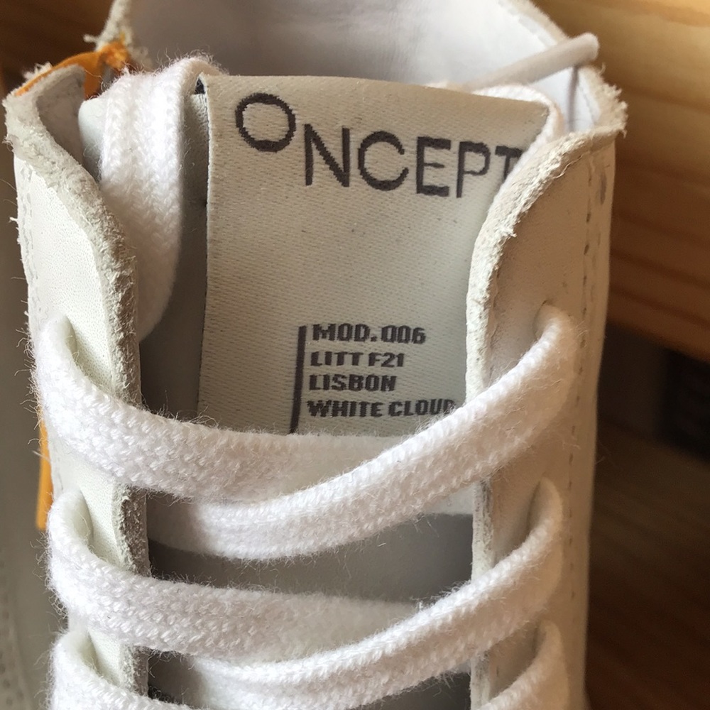 White Soft Leather Oncept NYC High Top Sneakers 7.5 New! - Picture 4 of 9